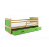 Dětská postel RICO 90x200 cm se šuplíkem, s matrací, Přírodní/Zelená