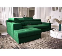 Rohová sedací souprava s funkcí spaní MARGO I 260×185 - zelená , levá