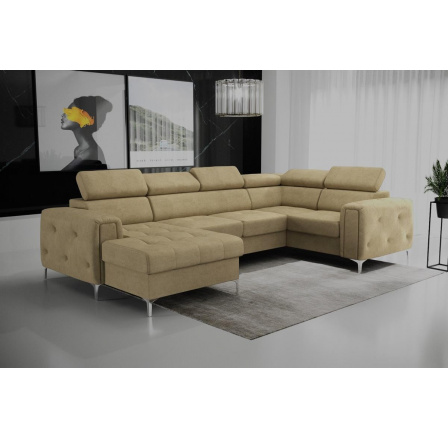 Rohová sedací souprava ORION MAX III s funkcí spaní 165x320x185 cm - béžová, pravá