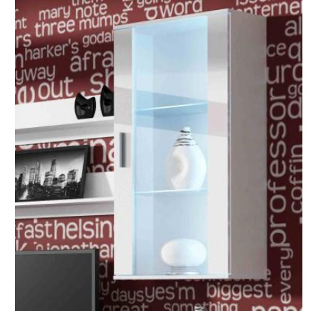 Závěsná vitrína SOHO S2, bílá/bílý lesk