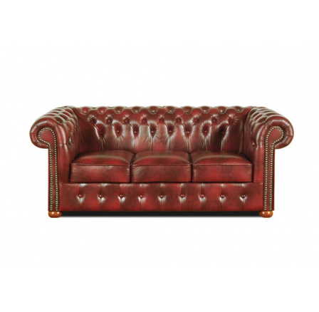 Pohovka Chesterfield Classic 3 kůže bordó
