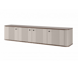 TV komoda Vesper 4D, kašmír / ořech / černé úchyty