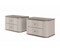 Sada nočních stolků Vesper, kašmír / ořech / zlaté úchyty