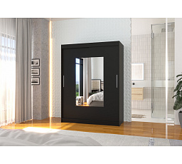 Posuvná skříň se zrcadlem DORRIGO 150 Černá+Černá