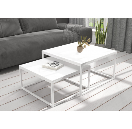 Konferenční stolek 2v1 KAMA Bílý+Bílý