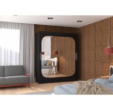 Posuvná skříň se zrcadlem ARIZONA 180 Černá+Černá