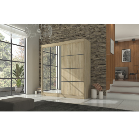 Posuvná skříň se zrcadlem GILTON 200 Sonoma+Sonoma Posuvná skříň se zrcadlem GILTON 200 Sonoma+Sonoma