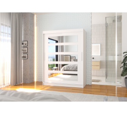 Posuvná skříň se zrcadlem MURANI 150 Bílá+Bílá