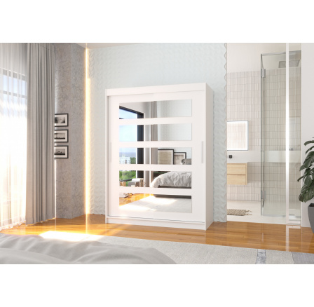 Posuvná skříň se zrcadlem MURANI 150 Bílá+Bílá