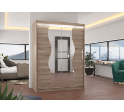 Posuvná skříň se zrcadlem a LED osvětlením RENZO 150 Truffle+Truffle