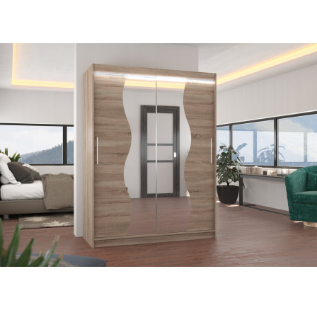 Posuvná skříň se zrcadlem a LED osvětlením RENZO 150 Truffle+Truffle