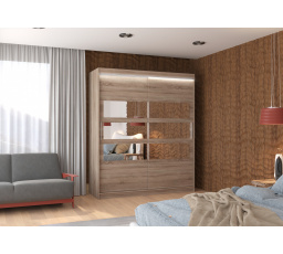 Posuvná skříň se zrcadlem a LED osvětlením TOLEDO 180 Truffle+Truffle