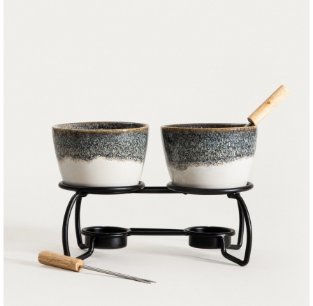 Fondue set LAMBI s ohřívačem dvojitý 19x13 cm 751356