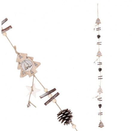 Šišky a stromky - dřevěná girlanda Šišky a stromky - dřevěná girlanda