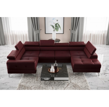 Rohová sedací souprava TOSCANIA MAX I 170x350x185 cm přírodní kůže - levá, Bordová kůže