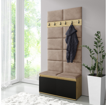 Předsíňová stěna EMI 1, Trinity 04/Artisan + černá Předsíňová stěna EMI 1, Trinity 04/Artisan + černá