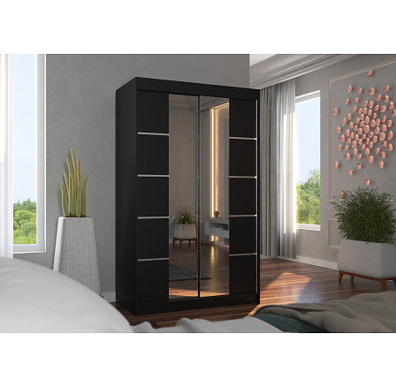 Posuvná skříň se zrcadlem GENUA 120 Černá+Černá