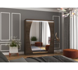 Posuvná skříň se zrcadlem a LED osvětlením BALTIMORE 180 Choco+Choco