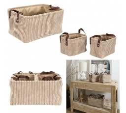 Sada 3 košů Manšestr taupe