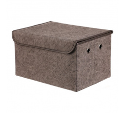 Koš regálový - látkový s víkem, šedá barva