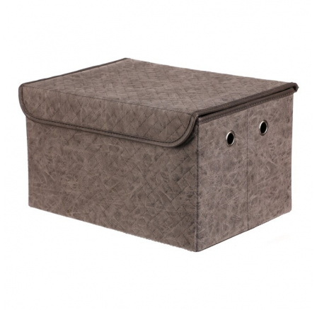 Koš regálový - látkový s víkem, šedá barva