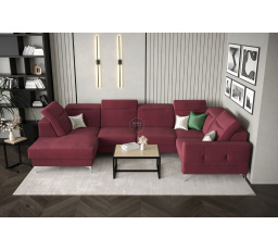 Rohová sedací souprava MALIBU MAX II 180x350x182 cm -červená , pravá strana