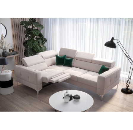 Rohová sedací souprava TOSCANIA , relax s funkcí spaní 185x250 - béžová, levá