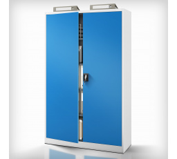 Kancelářská kovová skříň na dokumenty šedo-modrá JAN II, 1150 x 1850 x 400 mm