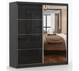 Šatní skříň MULTI 31 - 203 cm, Černá/Černý Lesk