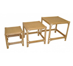 Set 3 kusů ratanových stolků