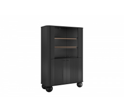VESPER VITRÍNA 103 4D - černý MDF / černý MDF / černé úchyty / nohy koule