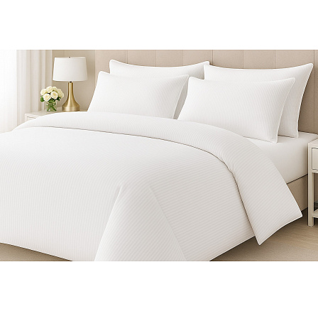 Hotelové povlečení 140x200, 70x90cm Atlas gradl  Bílý - česaný 145g/m2, proužek 4 mm