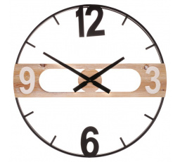 Hodiny nástěnné - pr. 60 cm, mix kovu a MDF