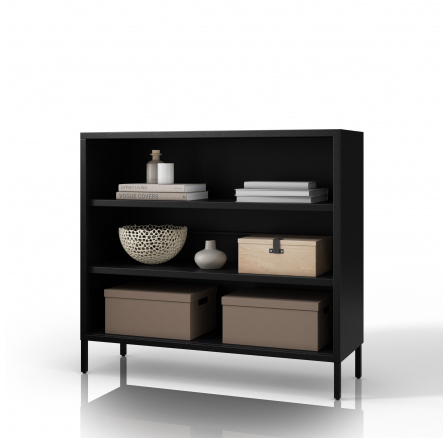 Nízký kovový regál černý Modern LUCA 1000 x 900 x 350 mm