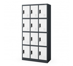 Kovová šatní skříňka BHP MARCIN, 900 x 1850 x 400 mm, antracitově-bílá