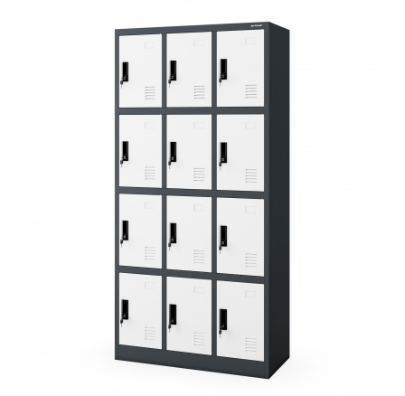 Kovová šatní skříňka BHP MARCIN, 900 x 1850 x 400 mm, antracitově-bílá