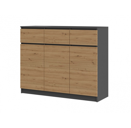 Komoda TOPA 3D3S, ANTRACIT/ DUB ARTISAN
