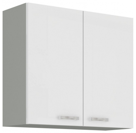 Kuchyňská horní skříňka BOLZANO 80 G 72 2F, Bílý lesk/Šedá Kuchyňská horní skříňka BOLZANO 80 G 72 2F, Bílý lesk/Šedá