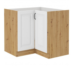 Rohová kuchyňská skříňka STIPE 89x89 DN 1F BB, Bílá/Dub artisan