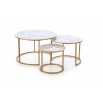 Konferenční stolky GILDA sada 3, efekt bílého mramoru / zlatý