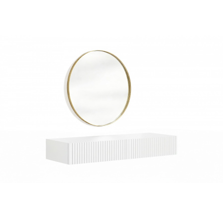 NICOLE TOALETKA 100 2SZ - bílý mat / závěsná + NICOLE ZRCADLO 60 - zlatý