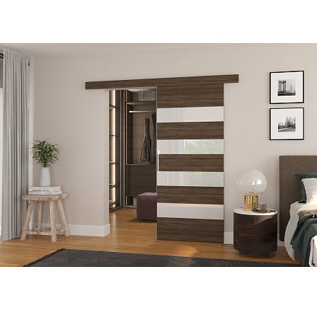 Posuvné dveře na stěnu MILOU 96 Choco+White Lacobel