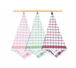 Kuchyňská utěrka 50x70cm kostka oranžová, zelená, vínová