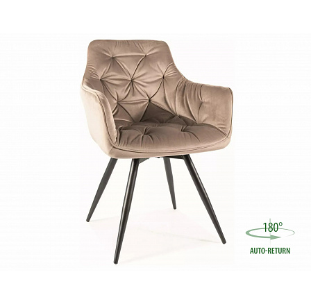 Jídelní otočná židle MANGO VELVET, Tmavě béžový Bluvel 40/Černá Jídelní otočná židle MANGO VELVET, Tmavě béžový Bluvel 40/Černá