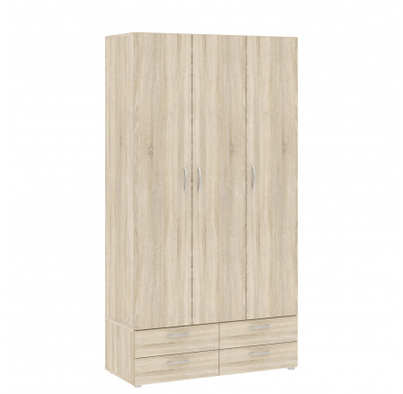 Šatní skříň BASIC 3D4S, Dub Sonoma