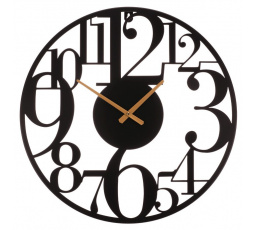 Hodiny nástěnné - pr. 60 cm, kovové, velké číslice, černé