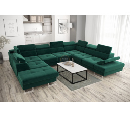 Rohová sedací souprava GALAXY MAX I s funkcí spaní 280x350x225 - zelená , pravá