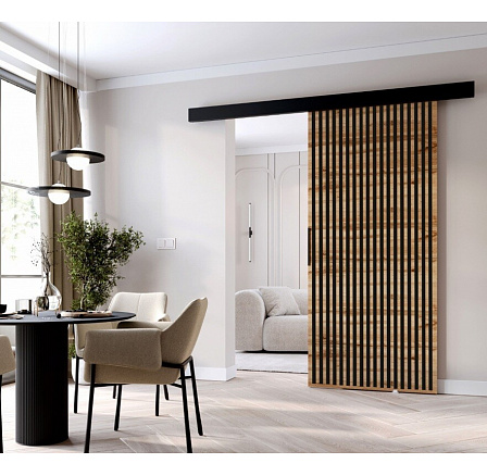 Posuvné dveře STANDART MIX L80, Wotan/Černá Posuvné dveře STANDART MIX L80, Wotan/Černá