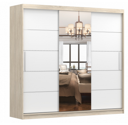 Šatní skříň MULTI 23, Dub Sonoma/Bílá