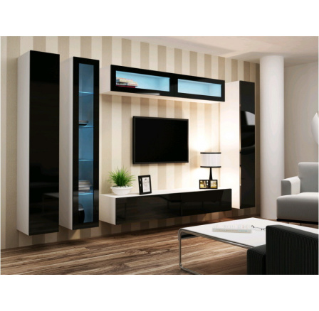 Obývací stěna VIGO 6 - bílo-černá Obývací stěna VIGO 6 - bílo-černá